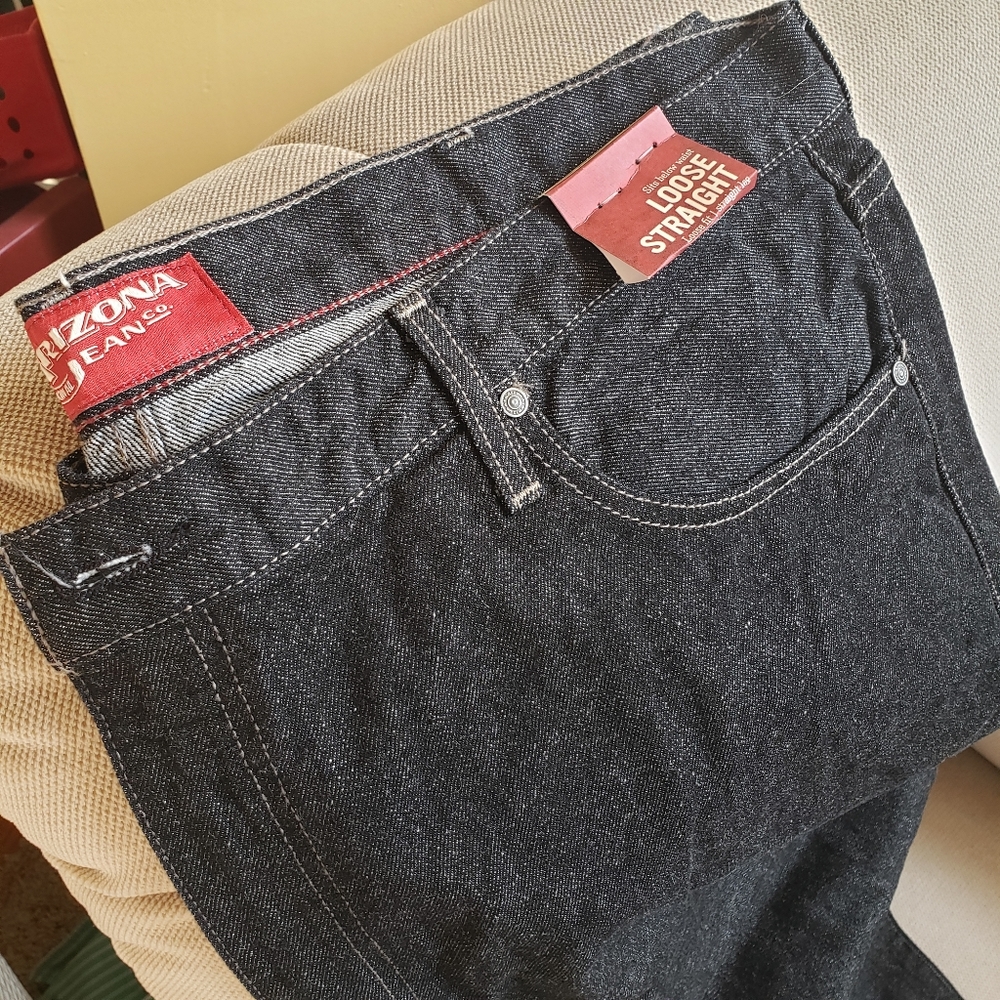 NWT Arizona black loose straight fit Jeans 42" waist x 30" length